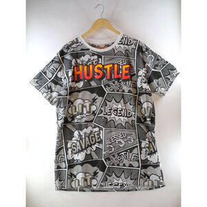 Hustle Savage OG Mens XL All‎ Over Comic Print Short Sleeve T-shirt
